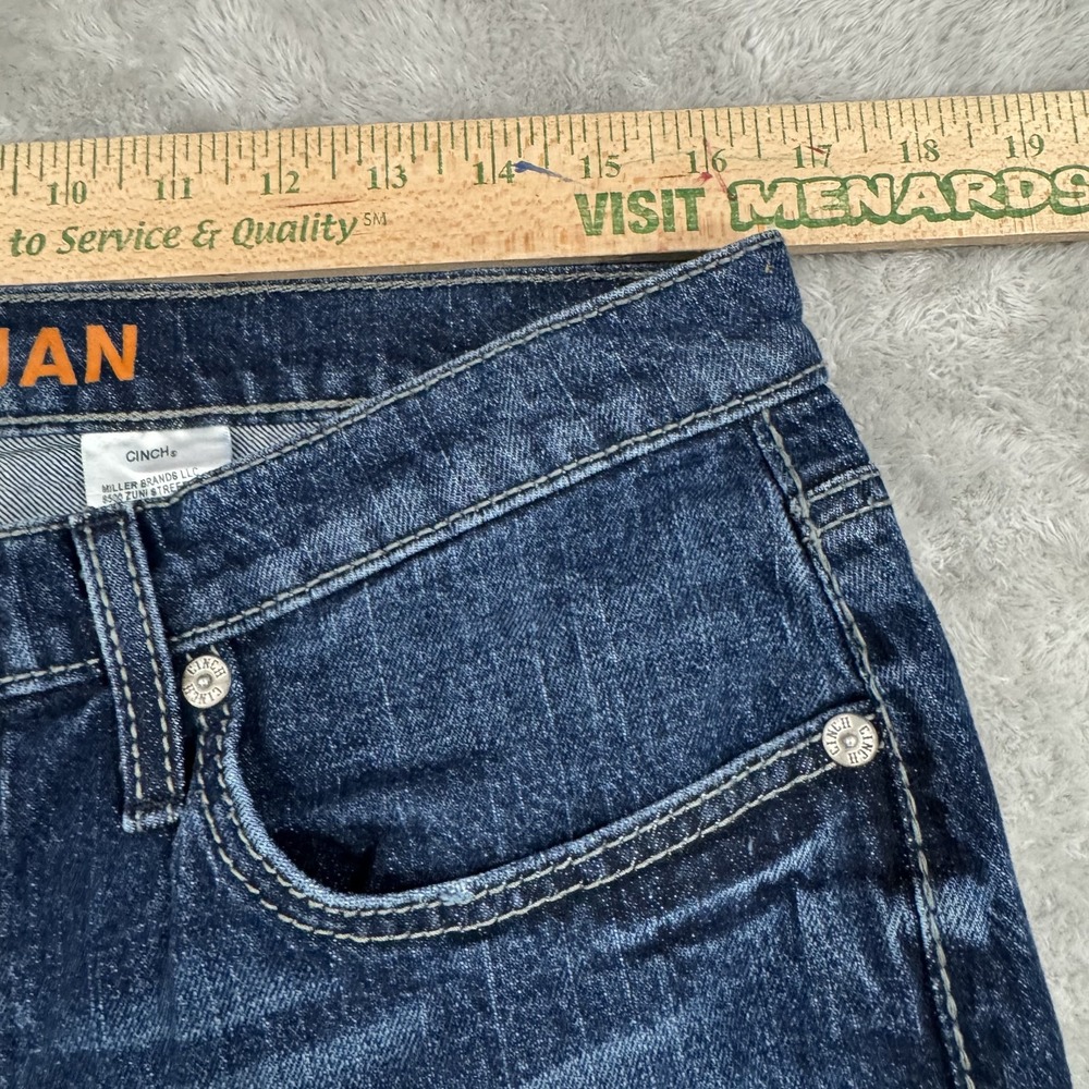 Cinch Ian Slim Fit Bootcut Jeans 33x34 Dark Wash Stretch Denim Cowboy Workwear - Picture 11 of 16